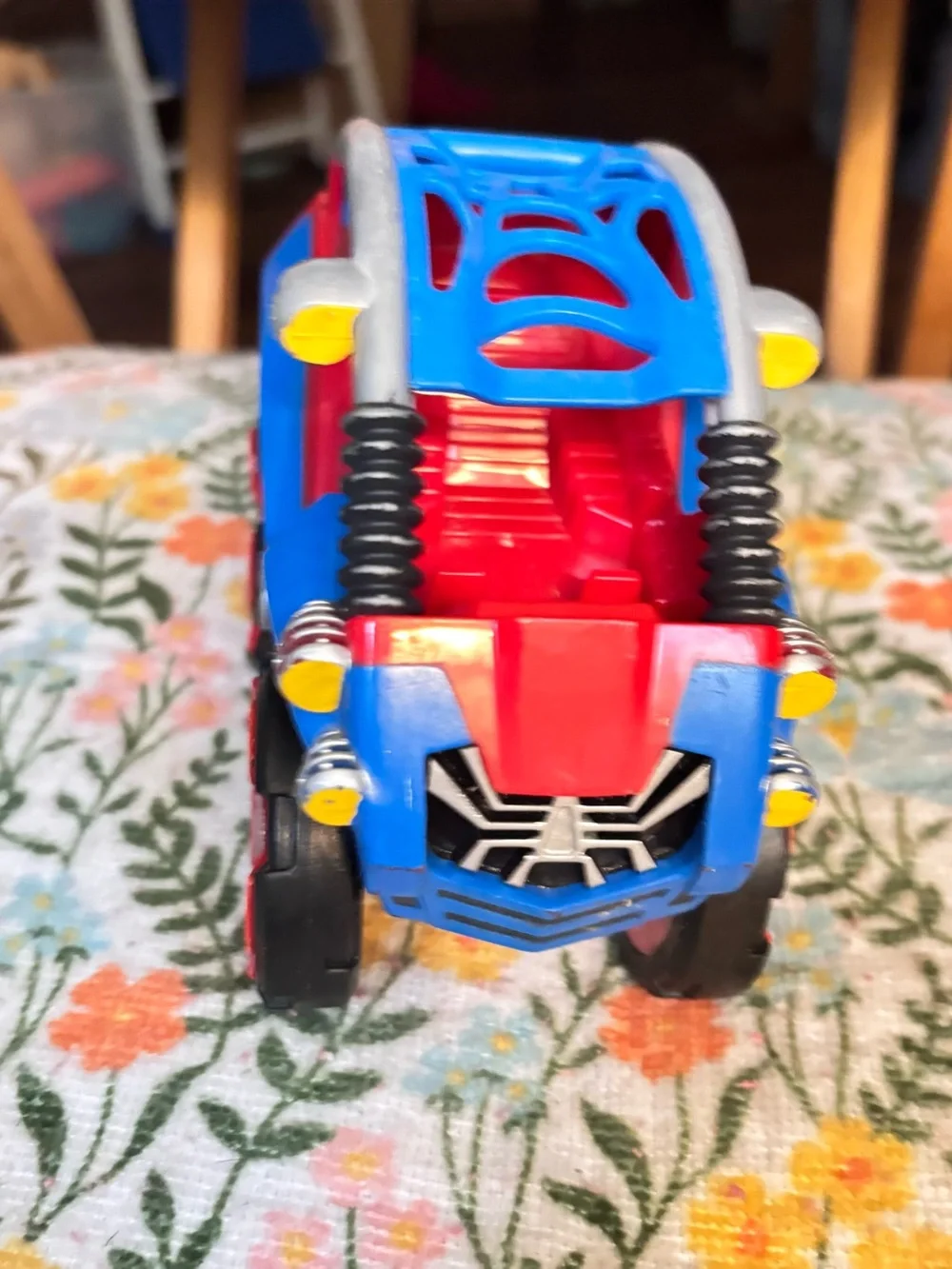 Spider-Man red and blue toy car with black spiderweb design #spiderman #marvel